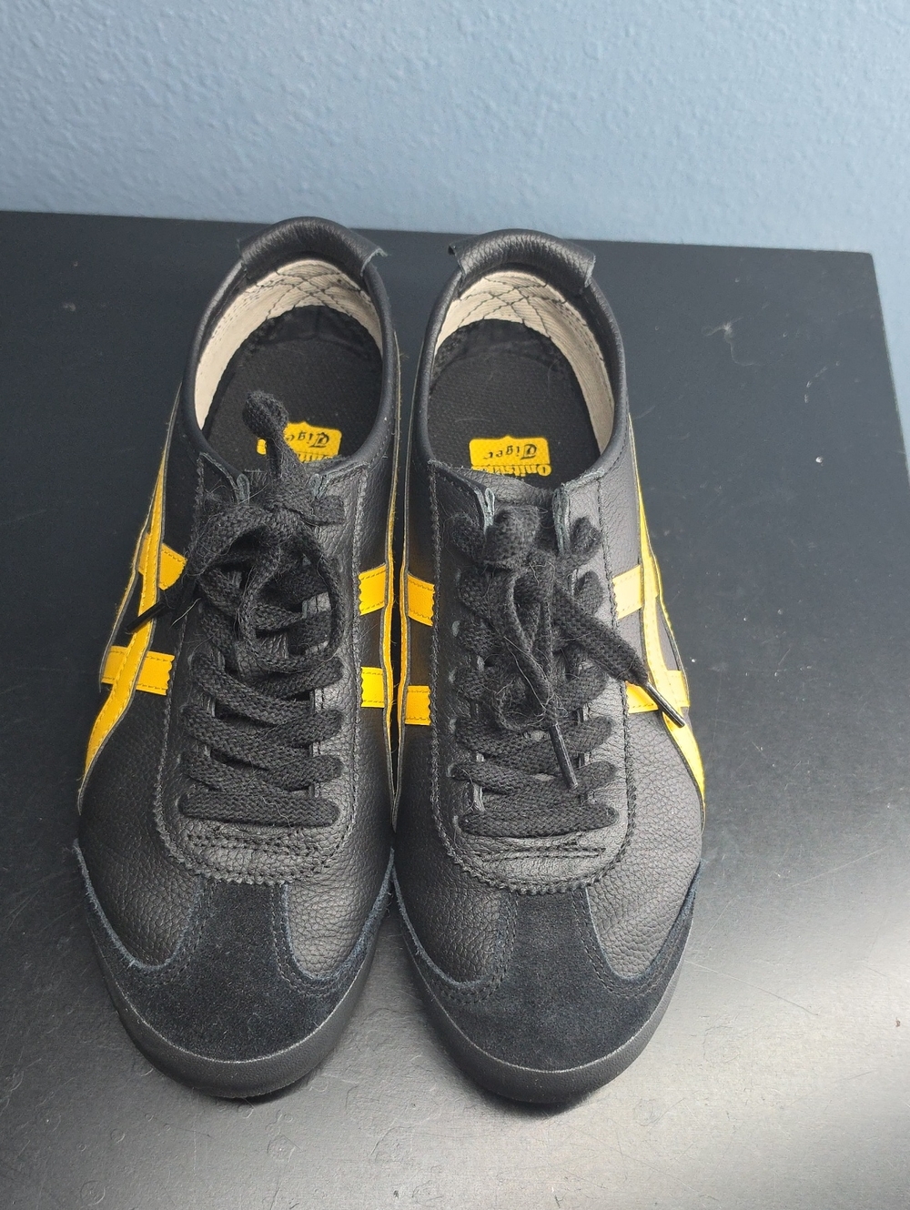 Onitsuka Tiger by Asics Black Sneakers with Yellow Stripes